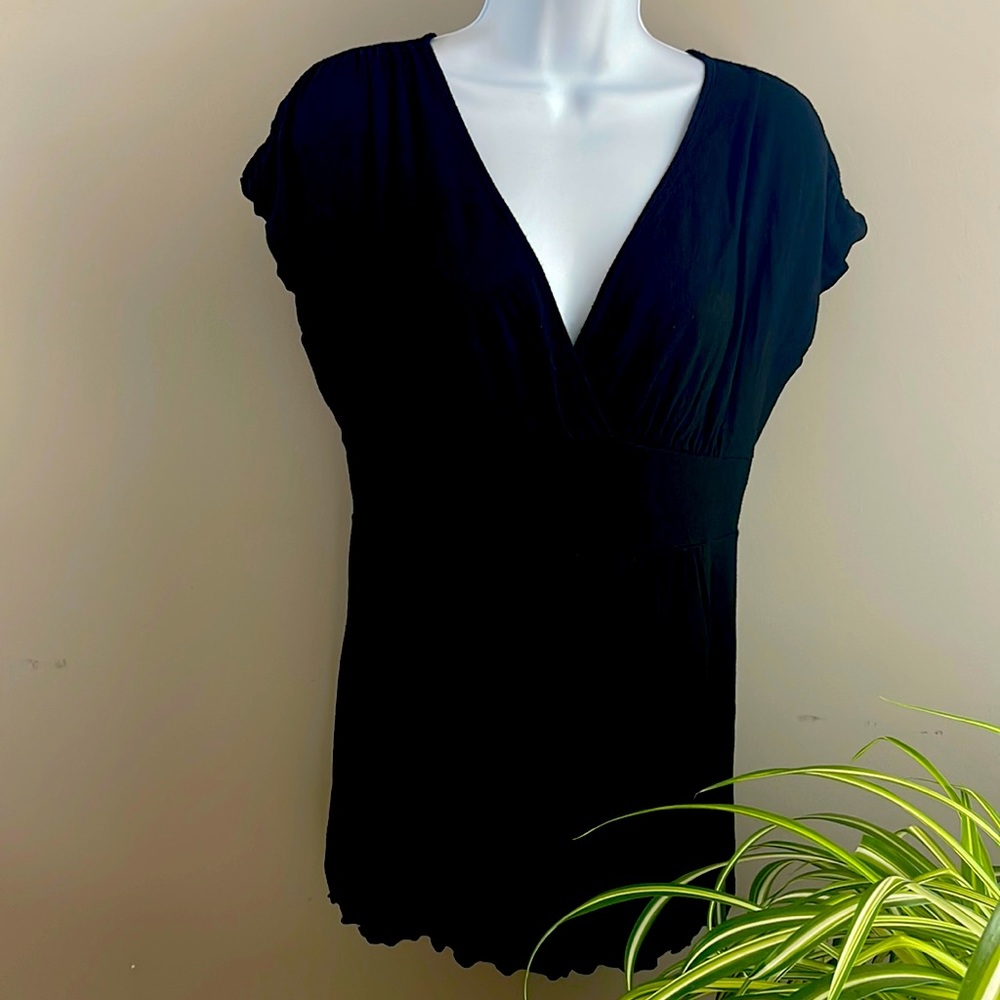 INC Black V Neck Top